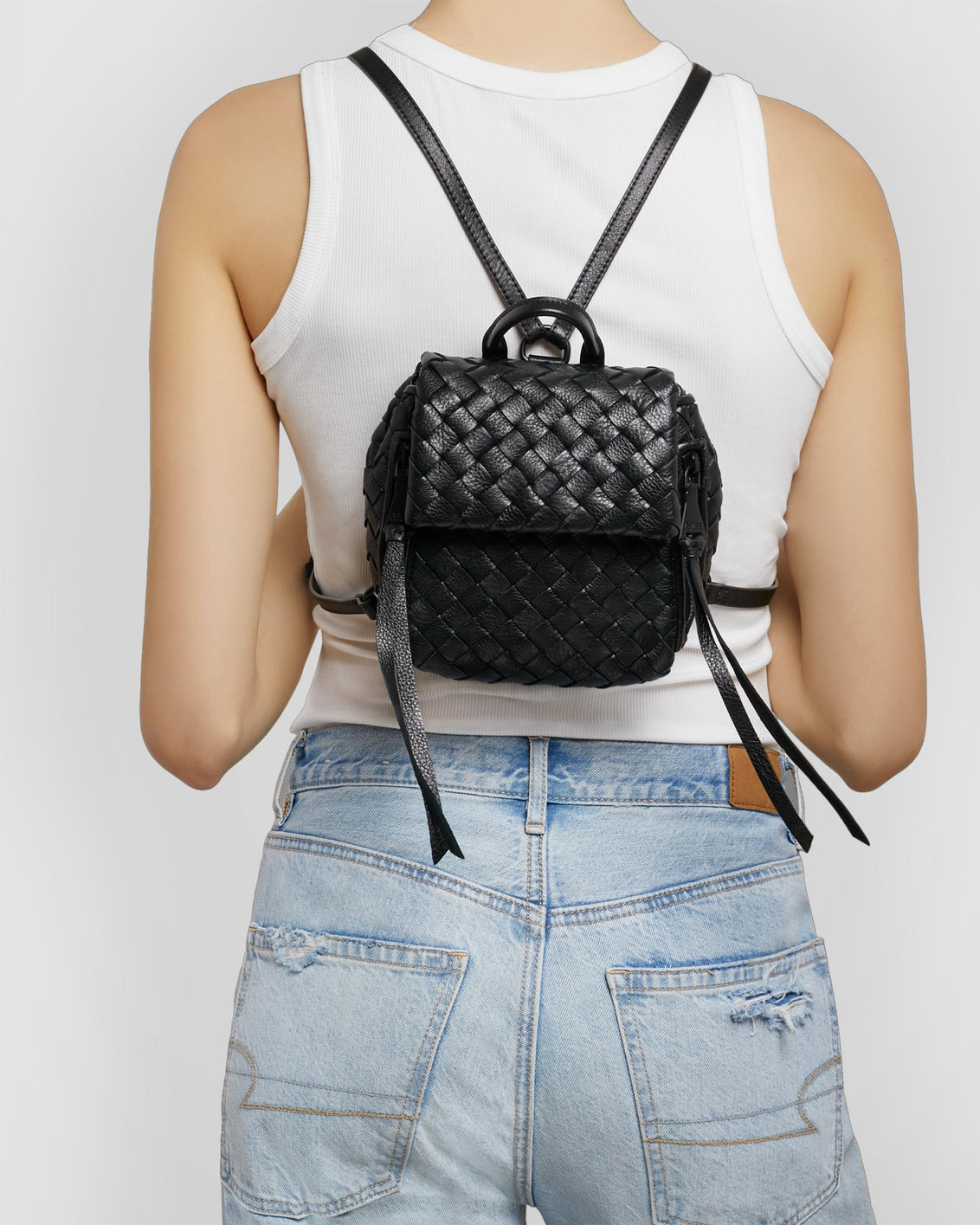 Bali Black Woven Mini Backpack | Aimee Kestenberg