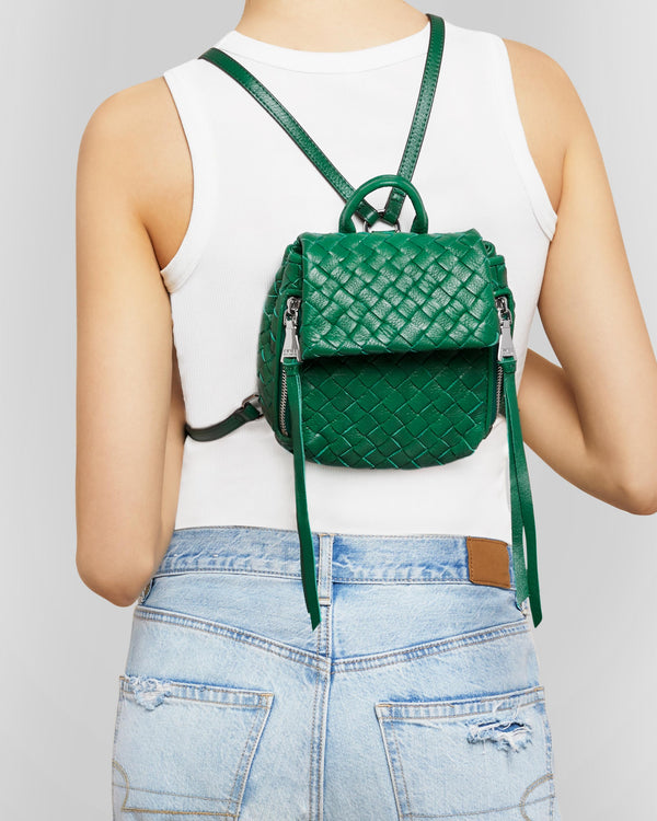 Valentino Green Smooth Leather Rockstud Mini Backpack Bag