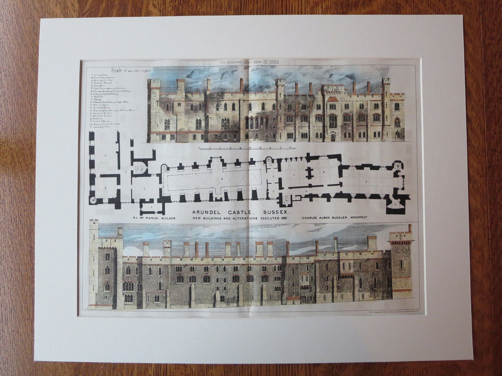 Arundel Castle Sussex 1882 Original Plan Charles Alban Buckler