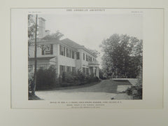 Exterior, House of Mrs. S. J. Chase, Cold Spring Harbor, NY, 1916, Lithograph. Nelson & Van Wagenen.