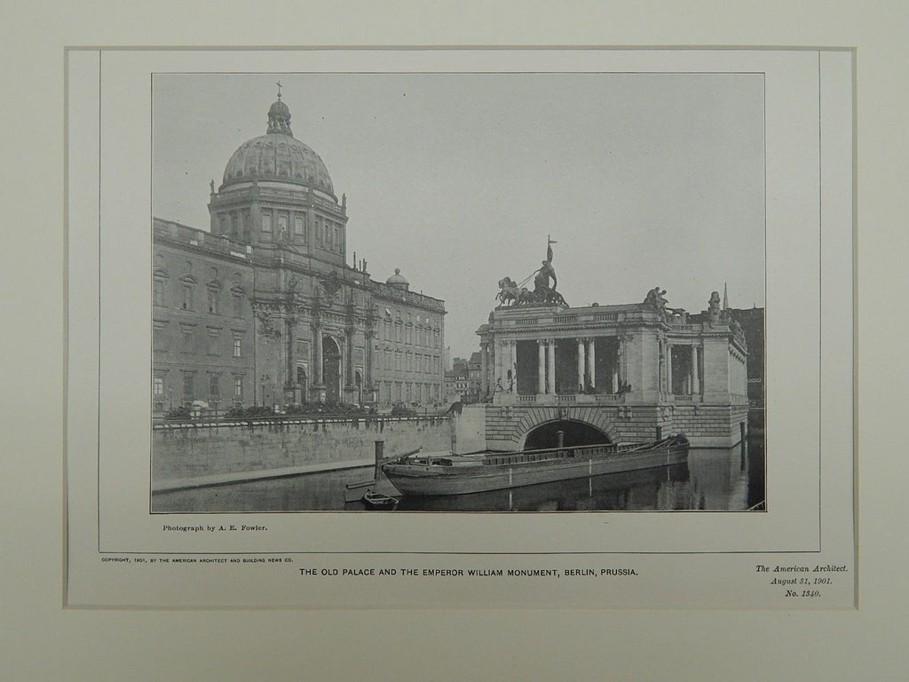 Old Palace and Emperor William Monument, Berlin, Prussia, 1901, Litho ...