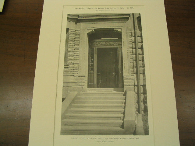 Doorway to the House of Jacob C. Rogers 231 Commonwealth Avenue, Boston, MA, 1891, Rotch and Tilden