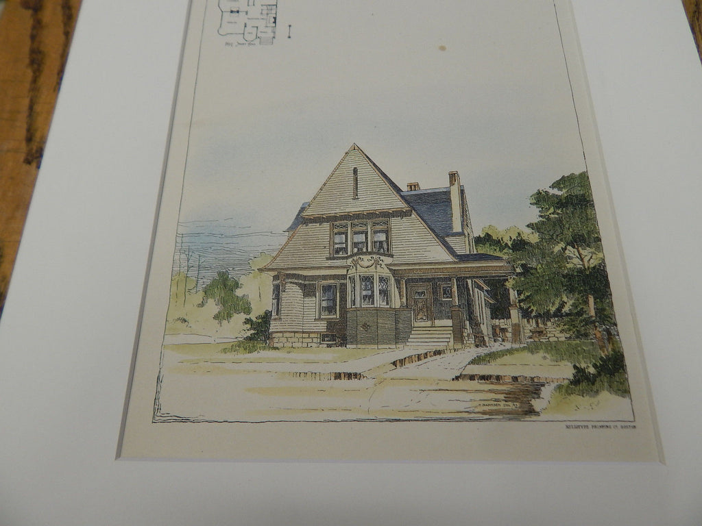 Frank Ottofy Residence, St. Louis, MO 1893. Original Plan. Hand Colored ...