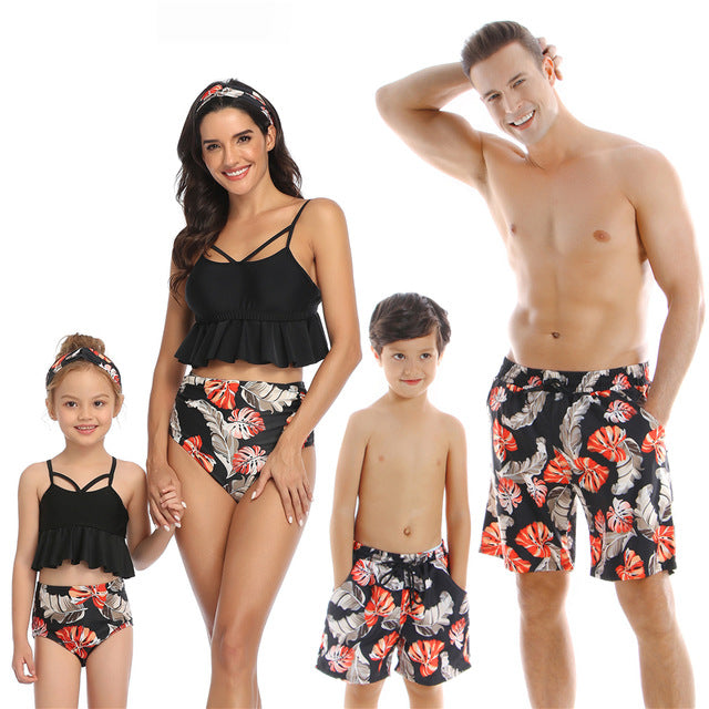 matching swimwear mum and son