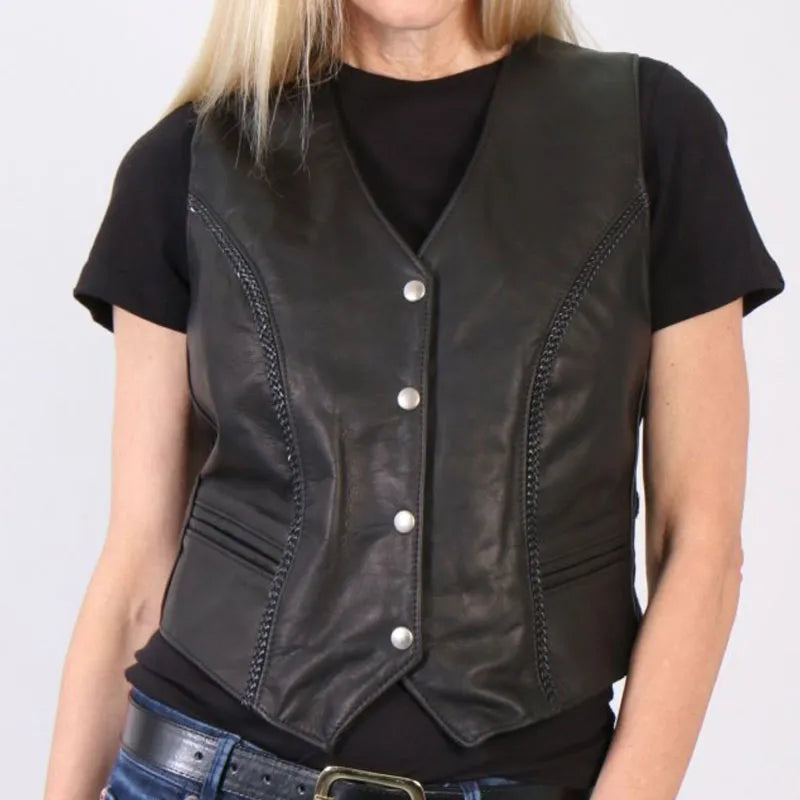 Hot Leathers Usa Made Ladies Leather Vest All American Clothing Co