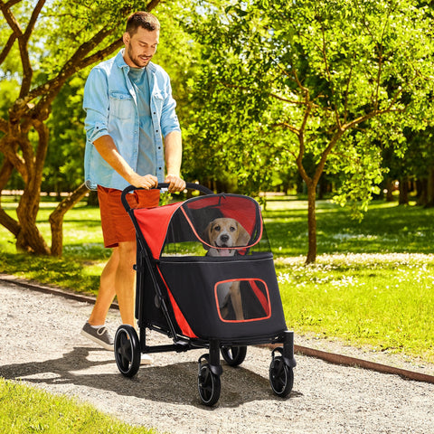 Pet Stroller - Foldable Dog Stroller With 2 Safety Lashes