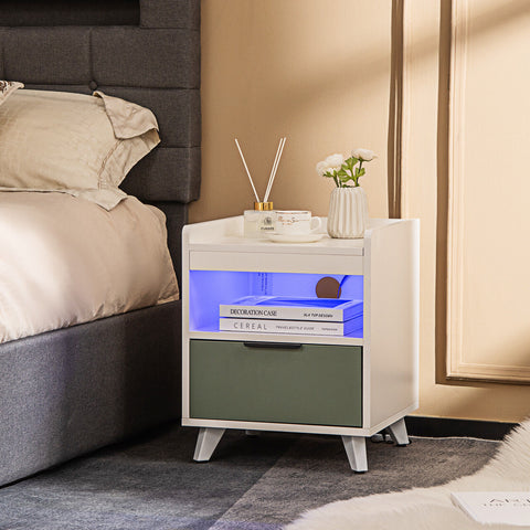 Nightstand - Night Side Table With LED Light