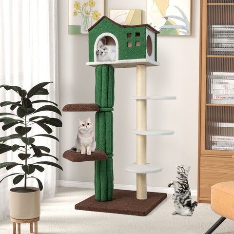 Cat Tree with Sisal Scratching Posts - 7 Tier Cat Tower