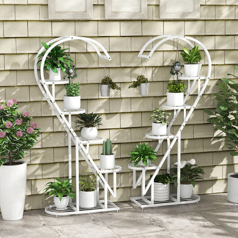 Plant Stand - Set of 2 Half Heart Plant Stand Indoors