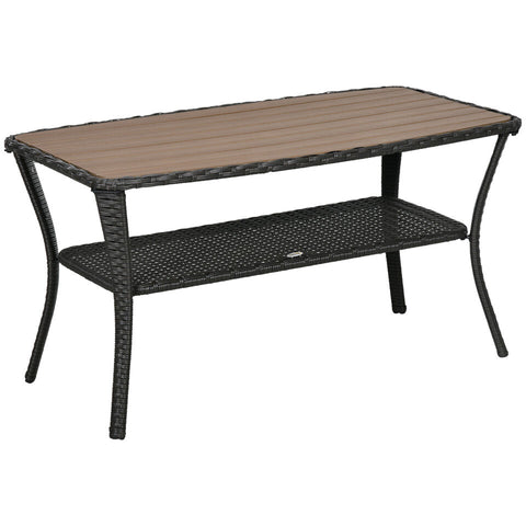 Outdoor Coffee Table - 2 Layer Outdoor Cocktail Table With Shelf