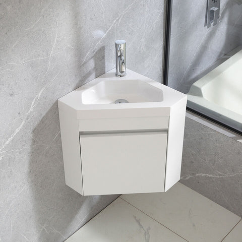 Corner Vanity - 22 Inches Corner Bathroom Vanity With Resin Sink
