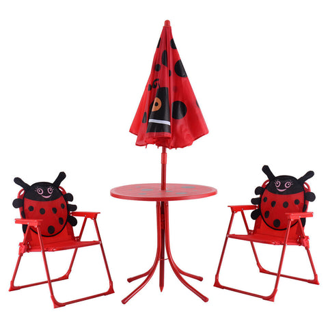 Kids Table And Chairs - Beetle Folding Table And Chairs With Umbrella