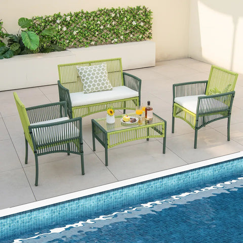 Outdoor Furniture - 4 Pcs Patio Furniture With Cushions