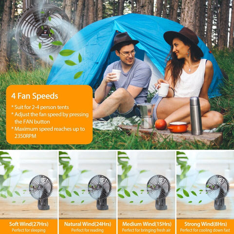 Portable Fan - 10400mah Camping Fan With LED Light