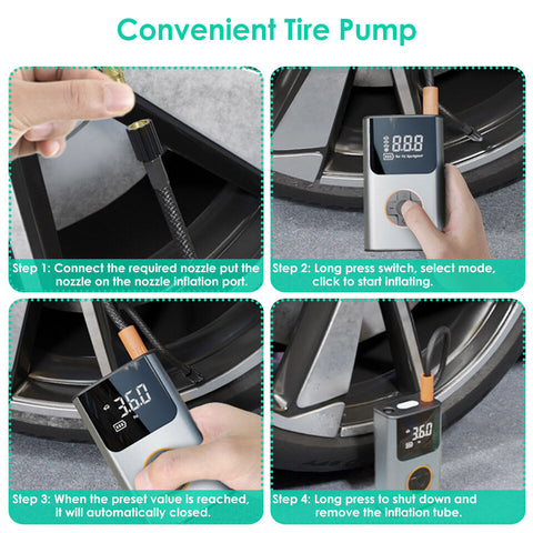 Tire Inflator - 150 PSI Portable Tire Inflator 2000mAh