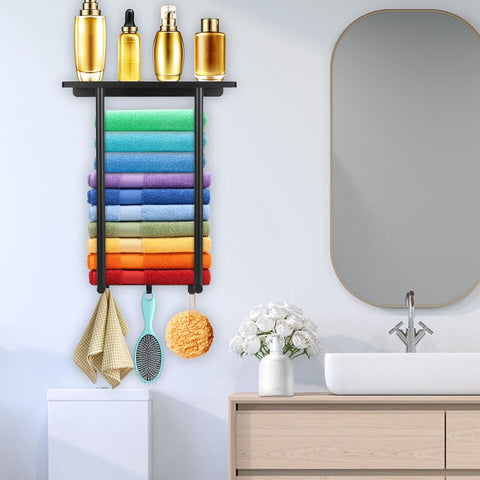 Towel Holder - Sturdy Metal Wall Mounted Towel Rack