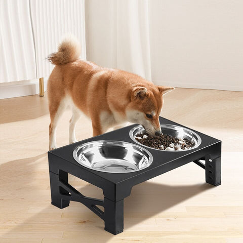 Elevated Dog Bowl - Adjustable Height Stainless Elevated Dog Food Bowl