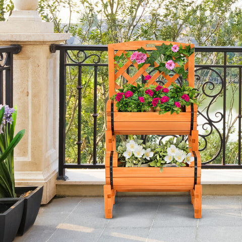 Raised Garden Bed - 2 Tier Planter Box With Trellis