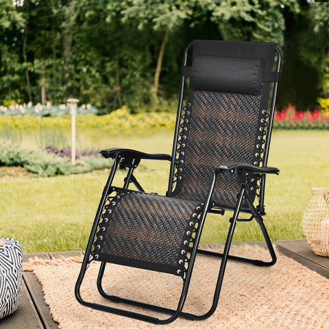 Zero Gravity Chair with Headrest- Rattan Zero Gravity Lounge Chair