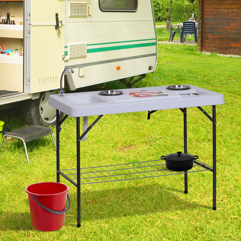 Fish Cleaning Camping Table with Flexible Faucet