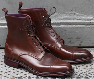 mens leather cap toe boots
