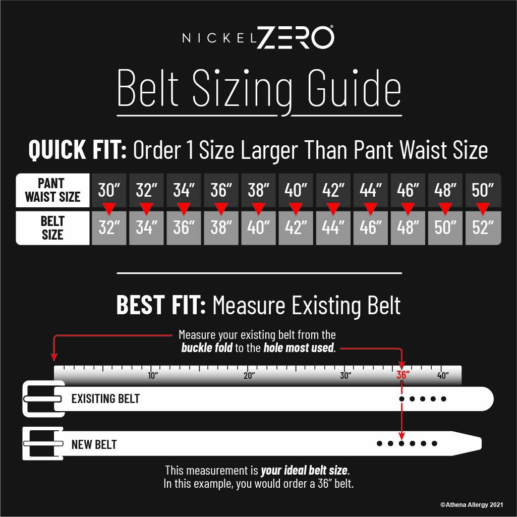 Nickel Free Belt Sizing Guide - If you have any questions, please call us! 704-947-1917