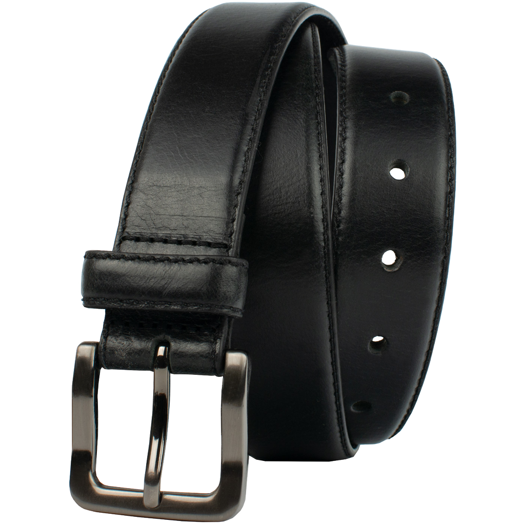 New River Black Belt | USA Made | Hypoallergenic Buckle | Real Leather 32 inch / Black / Zinc Alloy/Leather