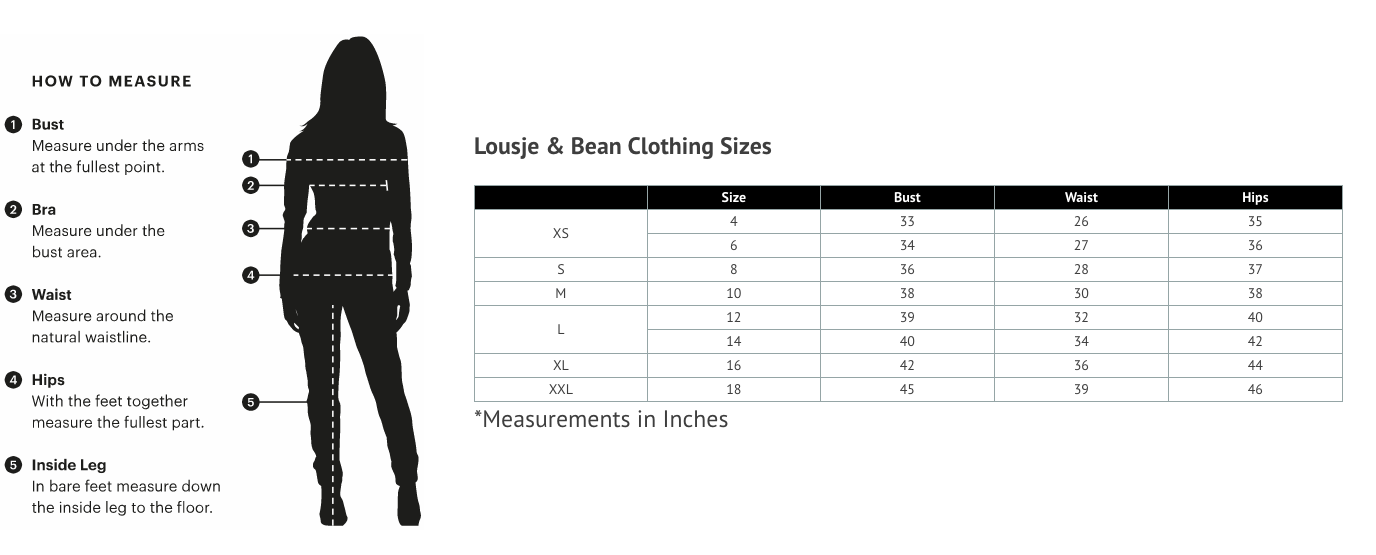 Size Charts – Lousje & Bean