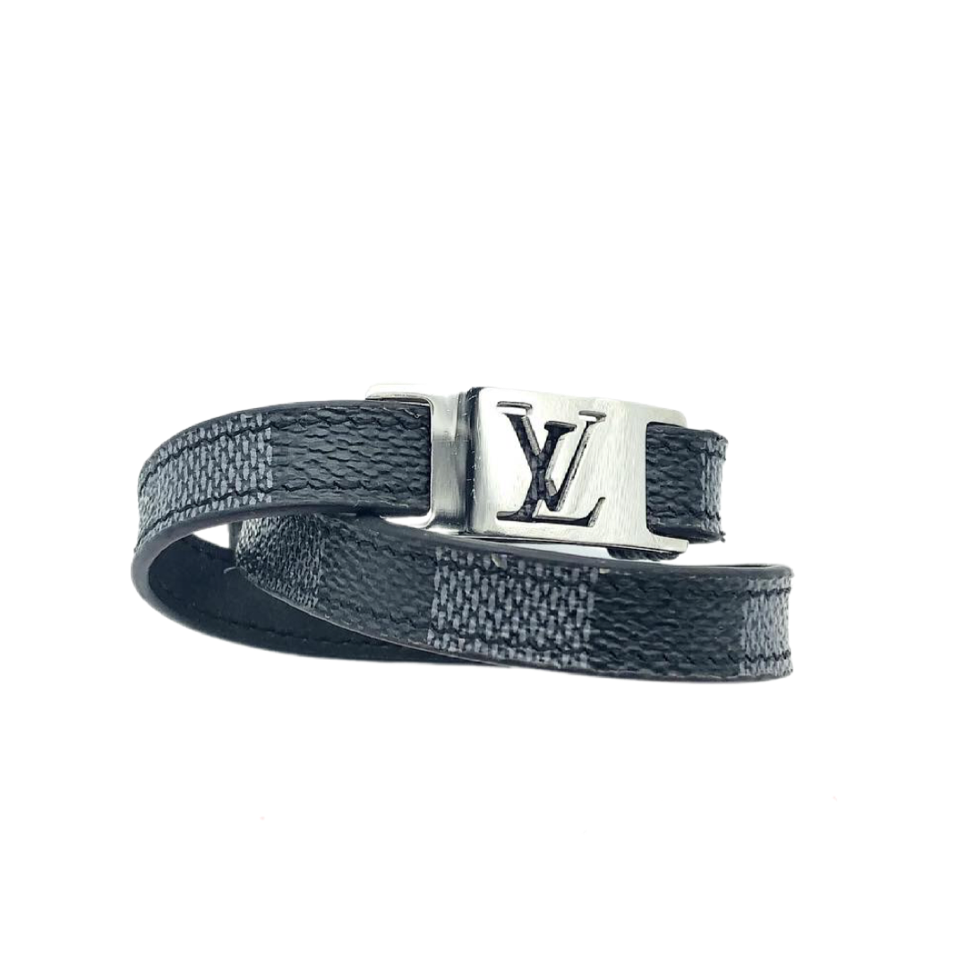 Authentic Louis Vuitton Damier Graphite Canvas Sign It Bracelet