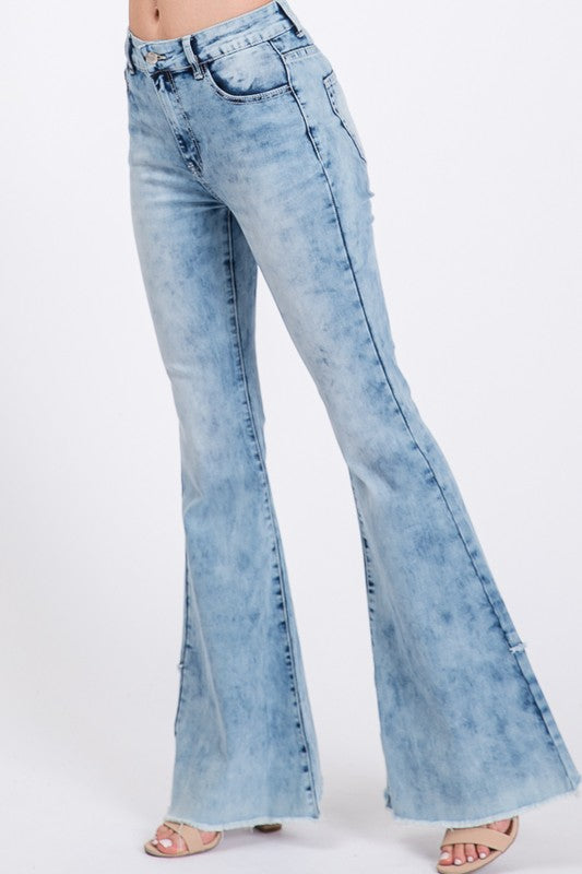 frayed hem bell bottom jeans