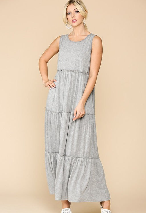 tiered jersey maxi dress