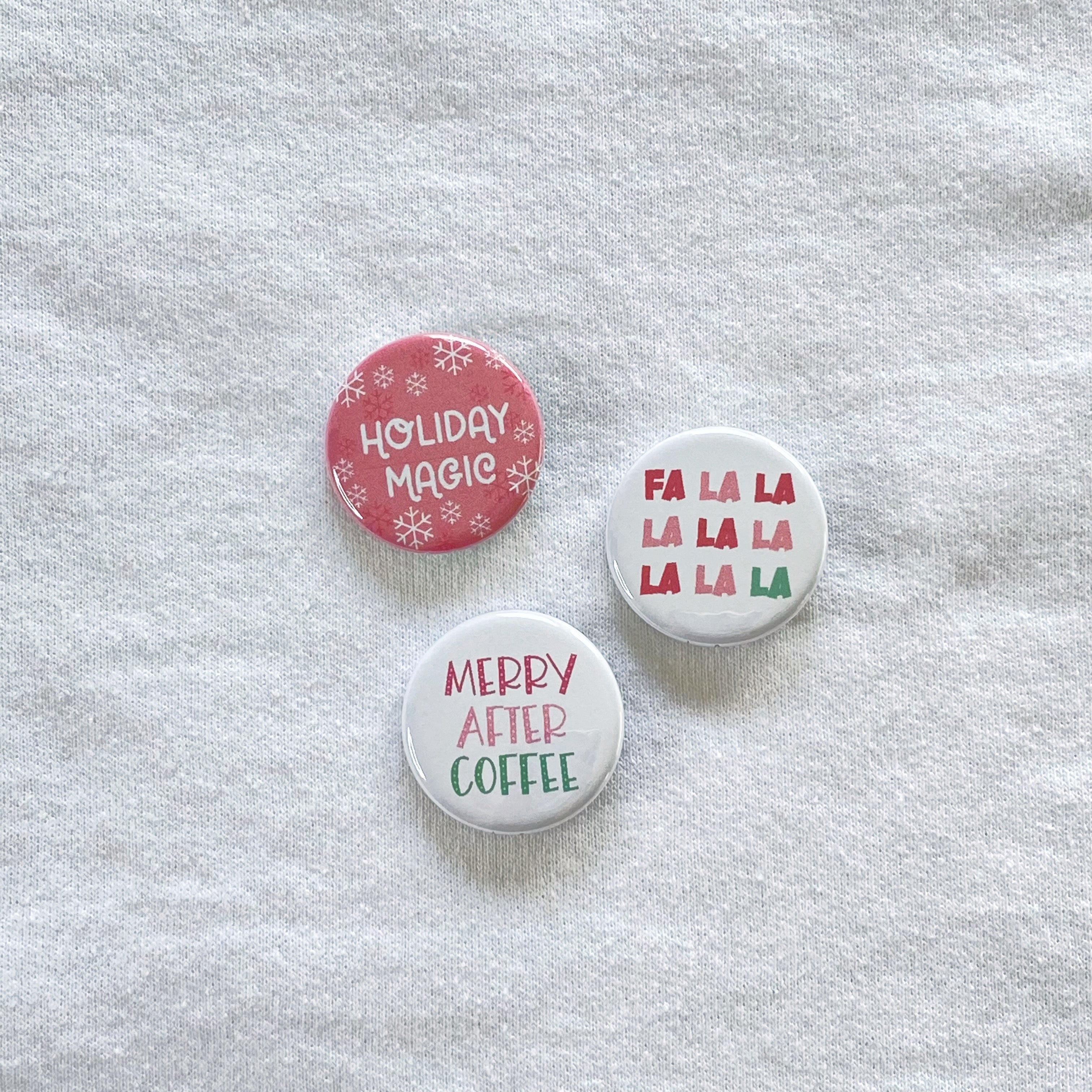 pink Christmas button set