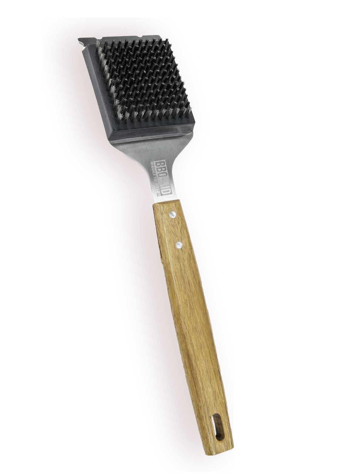 BBQ-AID All Angles BBQ Grill Brush for Outdoor Grill – Cleans All Angles,  Large Wooden Handle, and Stainless Steel Bristles - BBQ Brush for Grill