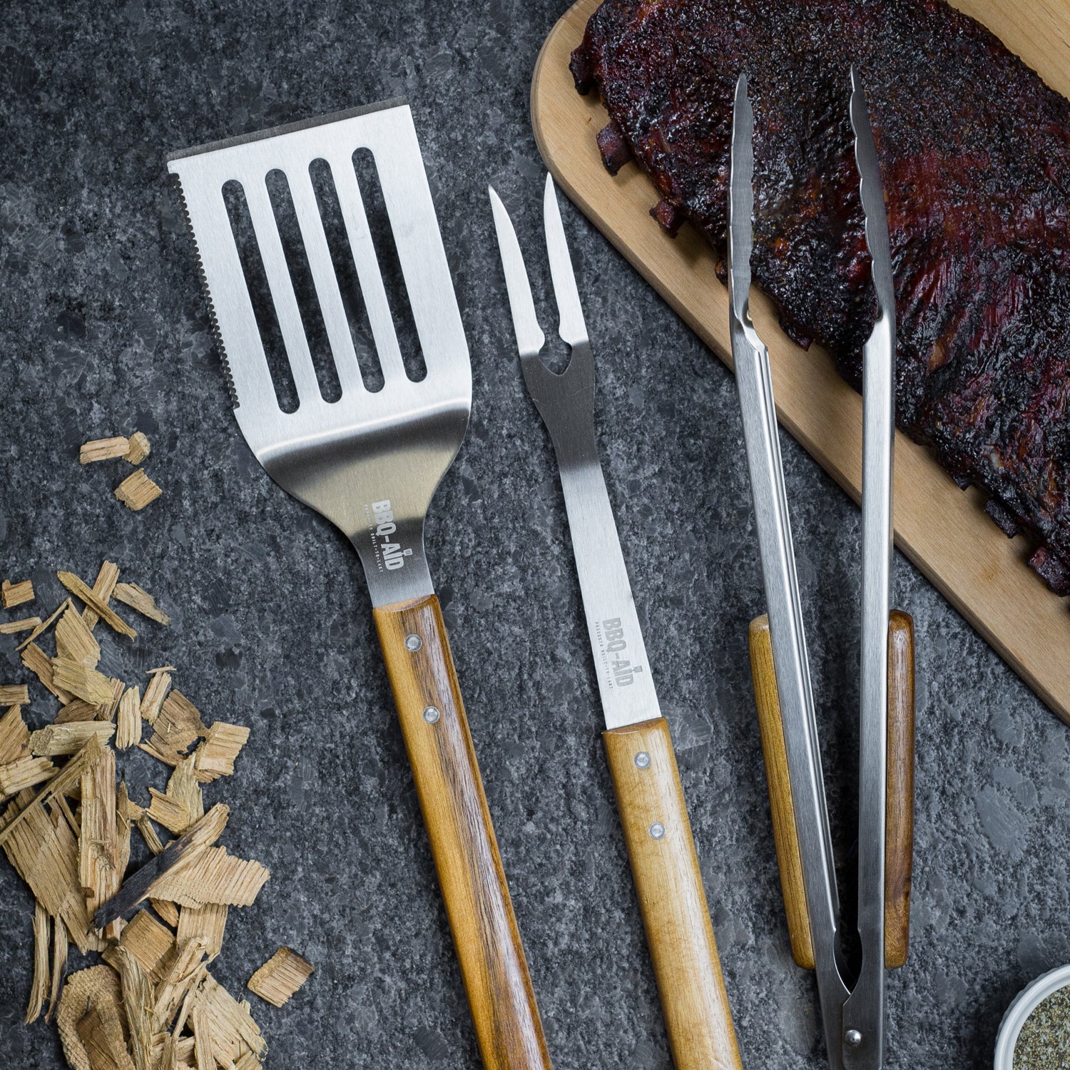 Acacia Wood BBQ Tool Set