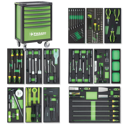 Carrello Porta Utensili Fasano Tools FG 100 a 6 cassetti con Assortimento  171 Utensili FG 100V/AS171