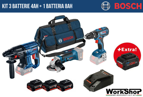 Pack 3 outils 18 V Bosch (GSR110/GWS10C/GBH26) + 2 batteries Procore 8.0 Ah  + chargeur + L-BOXX - BOSCH - PROMO12