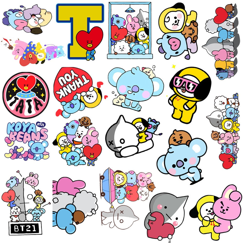 BT21 Cartoon 50Pcs Sticker Pack – Kpop Exchange