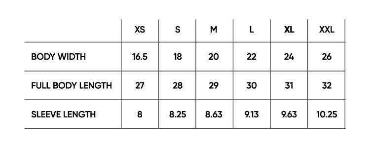 Shirt Size Chart