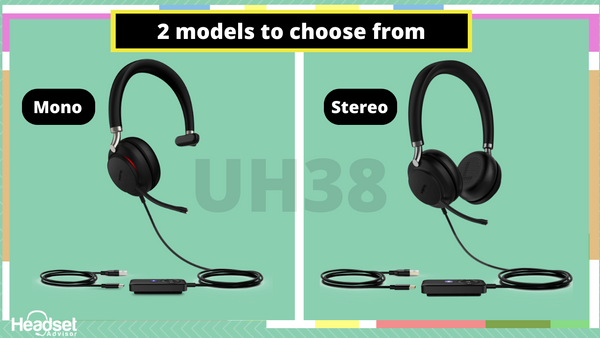 image of a mono and duo yealink UH38 wired usb headset