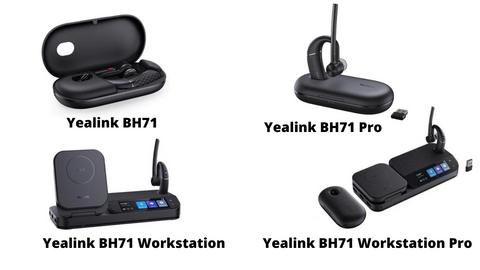 a picture of four Yealink BH71 wireless headsets