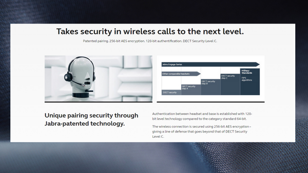 graphic of the steps up in call security technology used in Jabra Engage headsets