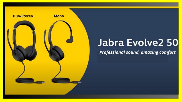 Jabra Evolve2 50 mono and duo images side by side