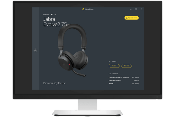 Jabra Direct software being displayed on a coputer monitor