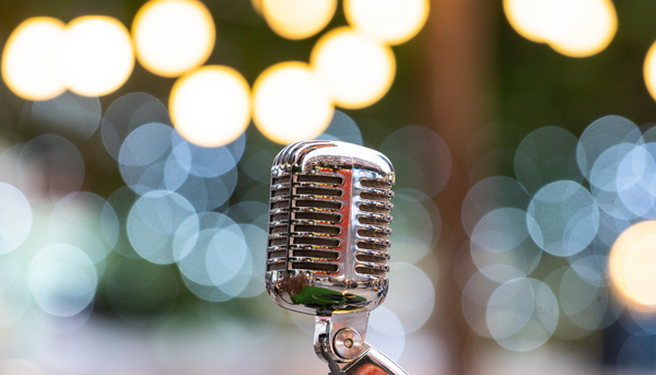 image of a silver microphone