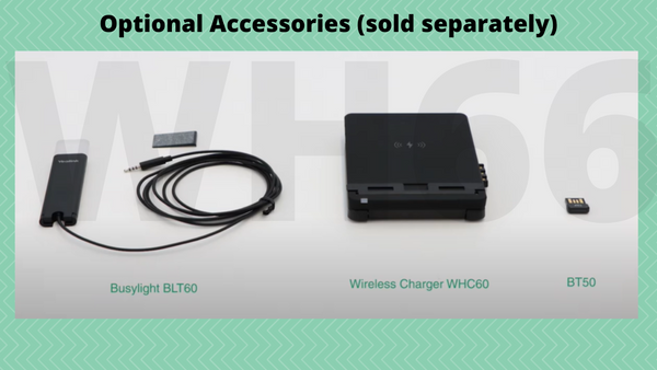 image of the optional accessories available for the Yealink WH66 headset