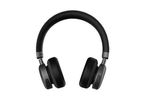 Animated photograph of Orosound Tilde Pro Bluetooth wireless headset showing different sizes of ear cushions interchanging and removable mic boom