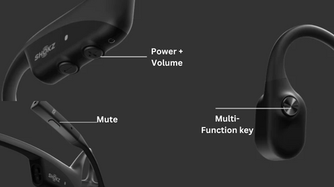 graphic of AfterShokz OpenComm UC buttons