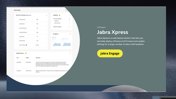 screenshot of Jabra Xpress software and text that describes what it does