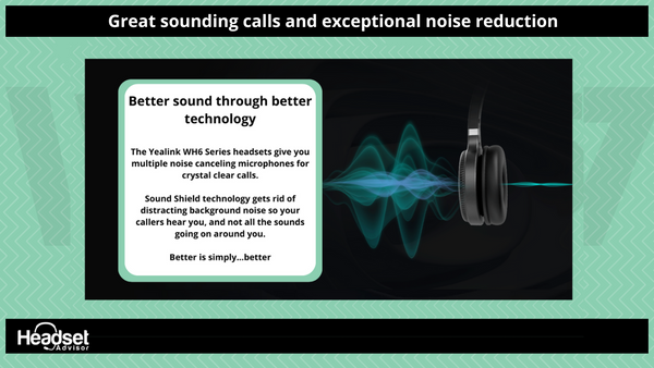 graphic that talks about professional sound, and superior noise reduction