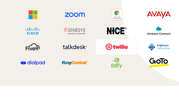 a collage of UC platform logos compatible with the Jabra Engage 75